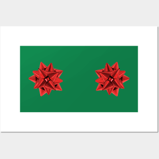 christmas red gift bows Posters and Art